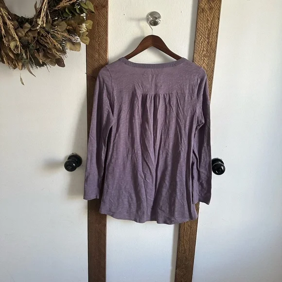 Anthropologie Little Yellow Button Calantha Tee Purple Pocket Long Sleeve Small - Picture 7 of 11